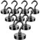 MIKEDE Magnetic Hooks 50Lbs Strong Neodymium Black Magnet Hook for Hanging Heavy Duty Magnetic Hooks Classroom Must Have Magnet with Hooks for Home Kitchen Workplace School Pack of 10