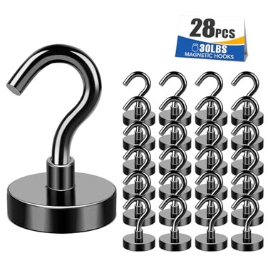 MIKEDE Medal Holders 28PCS Magnetic Hooks 30LBS Display Hanger Heavy Duty Magnet Hook Strong Neodymium