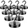 MIKEDE Black Magnetic Hooks Heavy Duty 170LB Strong Neodymium Magnets for Refrigerator Magnetic Hooks with Epoxy Coating for Hanging Magnets with Hooks for Cruise Home Workplace 10 Pack