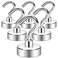 Neosmuk Magnetic HooksHeavy Duty Earth Magnets with Hook for Refrigerator Extra Strong Cruise Hook for Hanging Magnetic Hanger for Cabins Grill Silver 6 Pack