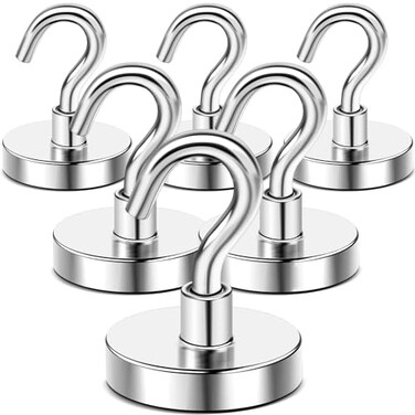 DIYMAG 6 Packs Magnetic Hooks170 Lb Heavy Duty Neodymium Magnets for Refrigerator Strong Cruise Ship Essentials Hook for Hanging Magnetics Hanger for Grill