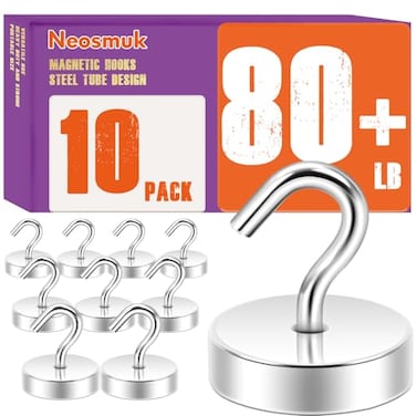 Neosmuk Magnetic Hooks Cruise Ship Essentials 80lb Heavy Duty Magnetic Hooks for Cruise Cabins Refrigerator Grill Hanging and Travel Extra Strong MustHaves Magnet HookSilver
