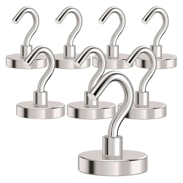 MIKEDE Magnetic Hooks Heavy Duty120LB Strong Magnet with Hook Super Neodymium Cruise Hooks Locker Organizer Industrial Hooks for Hanging Magnetic Hanger for Cruise Grill 8 Pack