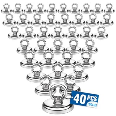 E BAVITE Magnetic Hooks100 lbs Heavy Duty Rare Earth Neodymium Magnets with Countersunk Hole Eyebolt Perfect for Home Kitchen Workplace Office and Garage 40 Packs