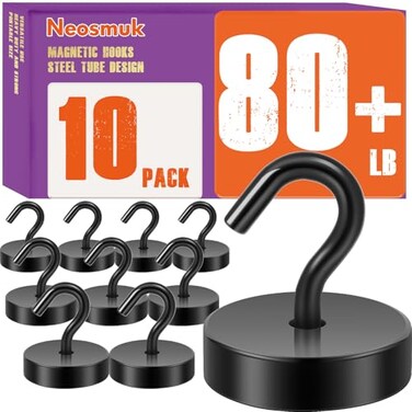 Neosmuk Magnetic Hooks Cruise Ship Essentials 80lb Heavy Duty Magnetic Hooks for Cruise Cabins Refrigerator Grill Hanging and Travel Extra Strong MustHaves Magnet HookBlack