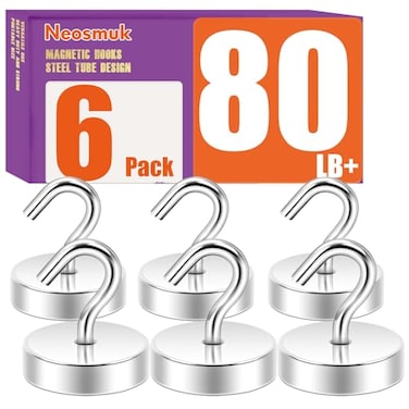Neosmuk Magnetic Hooks Cruise Ship Essentials 80lb Heavy Duty Magnetic Hooks for Cruise Cabins Refrigerator Grill Hanging and Travel Extra Strong MustHaves Magnet HookSilver