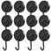MIKEDE Magnetic Hooks 12 Pack 120Lbs Heavy Duty Neodymium Magnet Hooks Black Magnetic Swivel Hooks for Hanging Rust Proof Strong Magnets with Hook Magnetic Metal Hanger for Storage