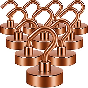 Neosmuk Magnetic Hooks Heavy Duty 40lb Strong Magnet Hook for Cruise Cabins Cruise Essentials 2026 for Hanging Metal Wall Refrigerator Hangers Bronze 10 Pack