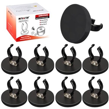 MUTUACTOR Universal Magnetic Mount Heavy Duty Hooks for Flashlight HolderAntislipLarge Opening Durable Magnets Flexible Clamps for Garage Organize Garden Workshop Tools Storage8PCS