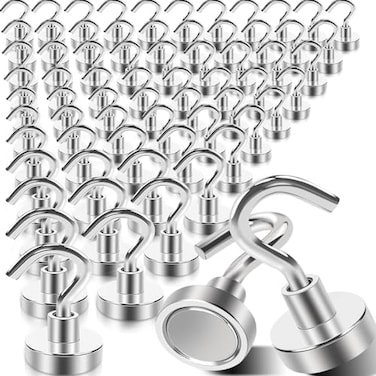 MIN CI 68Pack Super Strong Magnetic Hooks 25lbs Heavy Duty Magnetic Hook for Hanging Rare Earth Neodymium Magnet Hooks for Cruise Ship Camping Grill Kitchen Fridge Garage Wall
