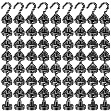 DIYMAG Magnetic Hooks 30Lbs Strong Heavy Duty Cruise Magnet SHooks for Classroom Fridge Hanging Cabins Grill Kitchen Garage Workplace and Office Etc 75 PackBlack
