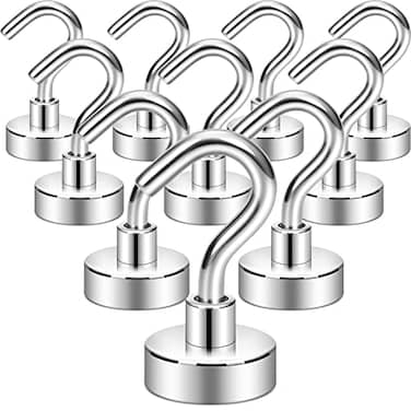 Neosmuk Magnetic Hooks Heavy Duty 30lb Strong Magnet Hook for Cruise Cabins Cruise Essentials 2026 for Hanging Metal Wall Refrigerator Hangers Silver White 10 Pack