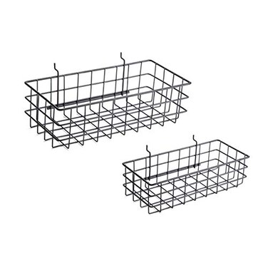 Right Arrange Pegboard Basket Set of 2 Medium Small Size Basket Black Hooks to Any Peg Board Organize Tools Workbench Accessories Garage Storage Wall Organizer Attachments