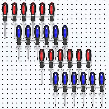 Ripeng 4 Pieces Pegboard Screwdriver Holders Peg Board Organizer Accessories Multi Ring Tool Holders Six Tool Organizer Racks for Pegboard Pliers Silver