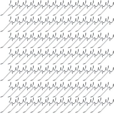 Funrous 100 Pack Peg Board Hooks Stainless Steel Pegboard Hooks Shelving Display Hanging Peg Board Holders for 18 and 14 Garage Storage Tools Organizer4 Inch