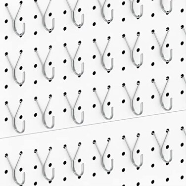 HUHOLE 80 Pack Pegboard Hooks JHook 1 Inch Silver J Hooks for Pegboard Heavy Duty Peg Board Hooks for Hanging Jewelry Keys Retail Items Small Tools Fits 18 316 Pegboards