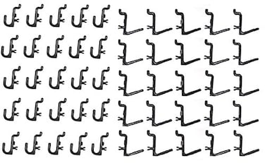 JSP Manufacturing Plastic Locking J Hook L Hook Pegboard Kit Garage Tool Craft Jewelry Storage Pegboard Organizer 50 Black