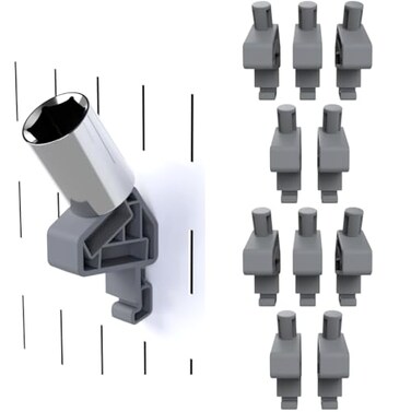 TROPEK 12 Drive Socket Bracket Model 103 Compatible with Wall Control for Tool Wall Organization to Hold a Single Socket Adapter or Extension 10Pack