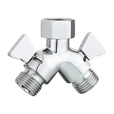 Tecmolog Brass Shower Splitter 2 Way Shower Arm Diverter with Shut Off Valve G 12 for Shower Head Chrome DSF017