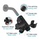 PDPBath Solid Brass 3 Way Shower Arm Diverter Valve with Handheld Holder for Dual Shower Heads with G12 Universal Connection Matte Black