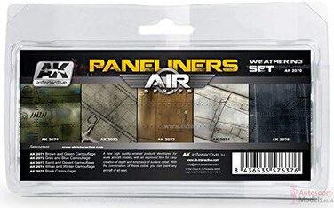 AK Interactive Air Series Panel Liners Weathering Combo Enamel Paint Set 5 Colors 35ml Bottle
