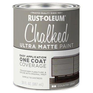 Rust-Oleum RustOleum Country Gray Chalked AllinOne Ultra Matte Paint One Coat Coverage No Primer Sanding Or Topcoat Needed Easy Clean Up Made in USA 30 OZ