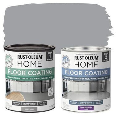 Rust-Oleum Home RustOleum 367600 Home Interior Floor Coating Kit SemiGloss Aged Gray