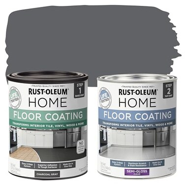 Rust-Oleum Home RustOleum 367604 Home Interior Floor Coating Kit SemiGloss Charcoal Gray