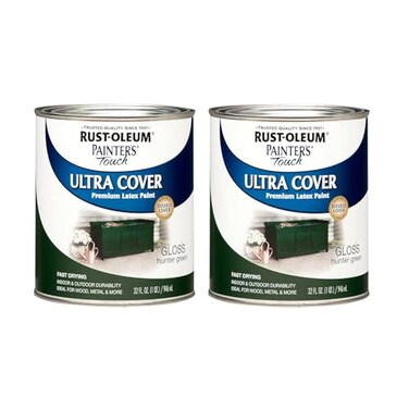 Rust-Oleum RustOleum 19385022PK Painters Touch Latex Paint Quart1 Quarts Pack of 2 Gloss Hunter Green