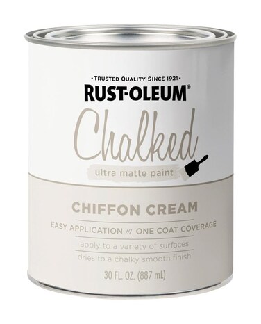 Rust-Oleum RustOleum Chiffon Cream Chalked AllinOne Ultra Matte Paint One Coat Coverage No Primer Sanding Or Topcoat Needed Easy Clean Up Made in USA 30 OZ 2 Pack