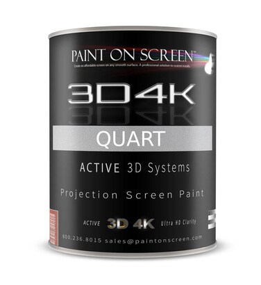 Paint on Screen Projector Screen Paint 3D4K Light Grey Silver with 24 Gain HD 1080PActive 3D Capable and 4K ReadyQuart