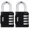 Diyife 4 Digit Combination Lock 2 Pack Outdoor Weatherproof Padlock Plated Steel Resettable Locks for School Gym Locker Sports Locker Fence Toolbox Gate Case Hasp Storage Black