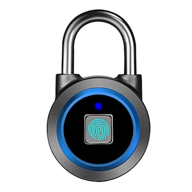 MEGAFEIS Fingerprint Padlock Bluetooth Lock Mobile APP Smart Padlock with Keyless Biometric Water Resistant Suitable for Gym Sports Bike School Fence and StorageBlue