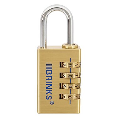 BRINKS 30mm Solid Brass 4Dial Resettable Padlock Chrome Plated With Hardened Steel Shackle