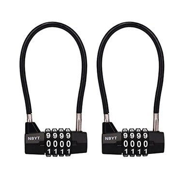 NBYT Steel Cable Rope 4Digit Combination Padlock Cabinet Door Handle 316 inch Diameter 7 inch Length Suitable for Locking File Storage Wardrobes Small Sheds Pet Doors Black