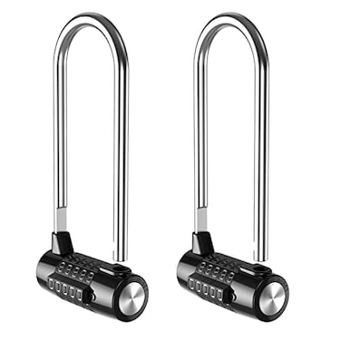 KeeKit 5 Digit Combination Padlock 465 Inch Long Shackle Resettable Padlock Lengthened Gym Lock Waterproof for School Employee Gym Sports Locker Gate Toolbox Case Fence Black 2 Pack