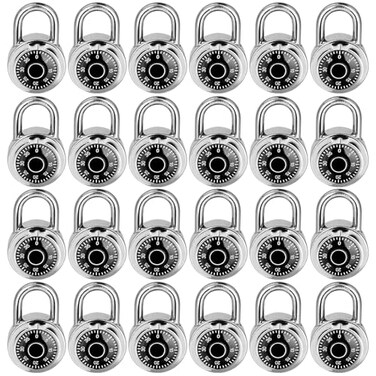 LQYN Combination Lock Standard Dial Combination Lock Pack of 24 Black Turnplate 2 in Wide Fixed Three Digital Combination for School Gym Locker Toolbox Gate