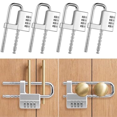 Gisafai 4 Pcs 4 Digit Combination Cabinet Lock U Shaped Code Gym 251 x 46 Inch Adjustable Padlock Metal Long Shackle Lock for Under 06 Width Outdoor College Fences Sports Lockers Gym
