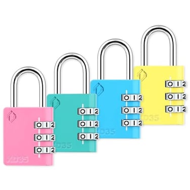 Zarker XD35 Combination Lock 3Digit Padlock for School Gym Sports LockerLock Fence Toolbox Case Hasp Storage 4Pack Pink Emerald Blue Yellow