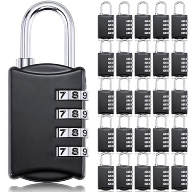 Sadnyy 25 Pcs 4 Digit Combination Locks Combination Padlock Luggage Number Locks Outdoor Waterproof Resettable Padlock for Door Traveling School Gym Locker Suitcases Employee Hasp Storage