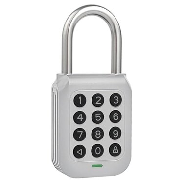 Bouware Smart Padlock Alpha1 HeavyDuty Electronic Padlock Combination Weatherproof Digital Keypad Number Button Locks with Code OutdoorIndoor Use with Upgraded Security Features Silver