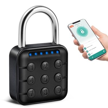 Auntyfey Smart Combination Lock for Locker Digital Padlock for Gym Locker Lock with APP 6 Digit Combination Lock Waterproof Outdoor Gate Lock Padlock for School Gym Fence Travel