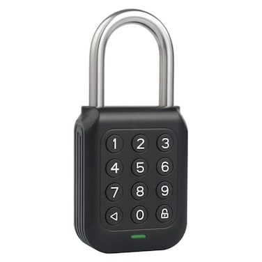 Bouware Smart Padlock Alpha1 HeavyDuty Electronic Padlock Combination Weatherproof Digital Keypad Number Button Locks with Code OutdoorIndoor Use with Upgraded Security Features Black
