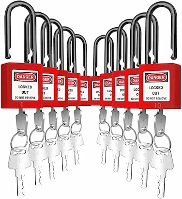 SAFBY Lockout Tagout Locks Loto Safety Padlock Keyed Differently OSHA Loto Safe Padlocks for Lock Out Tag Out Stations and Devices Red NO 110