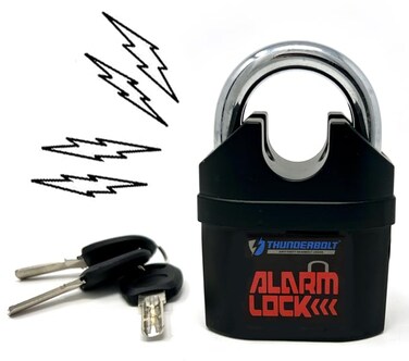 Thunderbolt Alarm Padlock AntiTheft Security Keyed Padlock Lock 110dB decibels Sound Siren