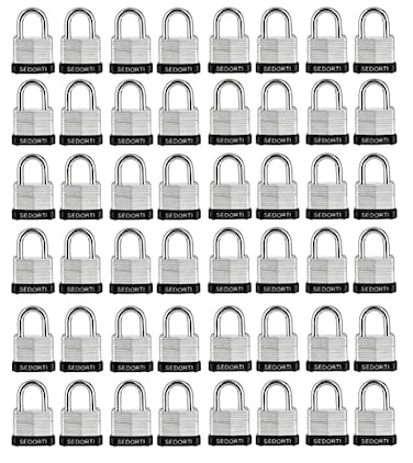 SEDORTI Laminated Steel Padlock Set KA 1423 114 Wide Body Small Heavy Duty Locker Lock Keyed Alike Padlocks Lock for Gym Locker Luggage Suitcase Baggage Toolbox Case Pack of 48