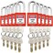 SAFBY 10 Keyed Different Lockout Tagout Lock Loto Safe Padlocks for Lock Out Tag Out Stations and Devices Red Key Different