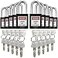 SAFBY 10 Keyed Different Lockout Tagout Lock Loto Safe Padlocks for Lock Out Tag Out Stations and Devices Black Key Different