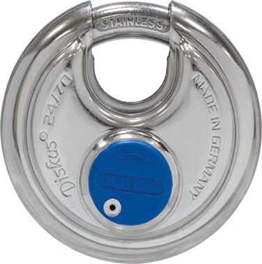 ABUS 24IB70 Diskus Storage Padlock with 2 Keys for Outdoor Storage Marine 275in 70mm Wide Key Code EE 0113 Keyed Alike 1