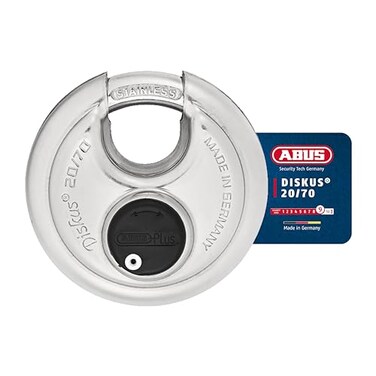 ABUS 2070 Heavy Duty Diskus Storage Padlock with 2 Keys for Storage Outdoor Commercial 275in 70mm Wide Keyed Alike 323614